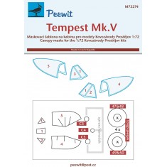1/72 Tempest Mk.V Canopy Masks for Kovozavody Prostejov kits