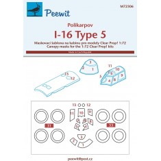 1/72 Polikarpov I-16 type 5 Canopy Masks for Clear Prop kits