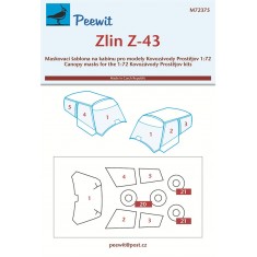 1/72 Zlin Z-43 Canopy Masks for Kovozavody Prostejov kits