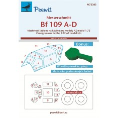 1/72 Messerschmitt Bf 109 A-D Canopy Masks for AZ model/ Kovozavody Prostejov