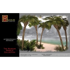 1/72, 1/87 Small Palm Trees Set A (5 Trees w/Base, 5" Tall)