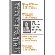 1/35 Antenna Mounts Comrod VHF3088VM (straight and bent spring) with Antenna Socket (Bundeswehr and NATO)