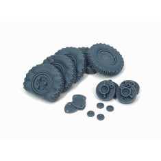 1/35 Sd.Kfz. 222 Early Flat Tyres Type 2 (4pcs + Spare) for Tamiya Kit
