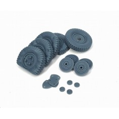 1/35 Sd.Kfz. 222 Early Flat Tyres Type 1 (4pcs + Spare) for HobbyBoss Kit