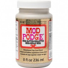 Waterbased Top Coat Finish - Mod Podge Mega Glitter #Gold (8oz/236ml)