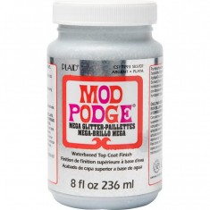 Waterbased Top Coat Finish - Mod Podge Mega Glitter #Silver (8oz/236ml)