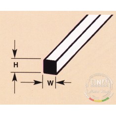 MS-20 Solid Styrene Square Rod (H: 0.5mm, W: 0.5mm, Length: 250mm) (10pcs)