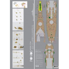1/200 USS BB-61 Iowa 1944 Wooden Deck Set (Teak Tone) for Trumpeter 03706 kit