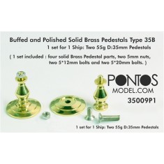 Buffed and Polished Solid Brass Pedestals Type 35B for 1/350 - 1/700 Ship models