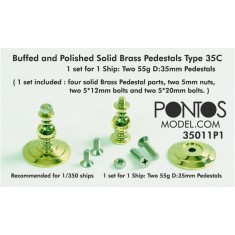 Buffed and Polished Solid Brass Pedestals Type 35C for 1/350 - 1/700 Ship models