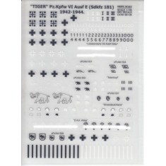 1/35 Tiger PzKpfw VI Ausf E (Sdkfz.181) 1942-1944 (Part 1) Dry Transfer