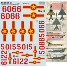 1/32 Vietnam War Mig-19 Mig-21 Decals