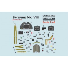 1/48 Spitfire Mk VIII Instrument Panel 3D Decal for Eduard kit