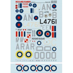 1/48 Wet Decals - WWII Westland Lysander (1 sheet)