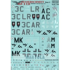 1/48 Wet Decals - Messerschmitt Bf 110 Part 2 