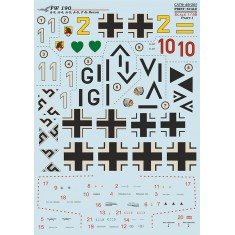 Decal for 1/48 Focke-Wulf Fw 190 A-3, A-4, A-5, A-6, F & Recon Part-1