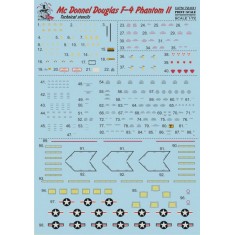 1/72 McDonnell Douglas F-4 Phantom Technical Stencils Decals