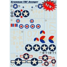 1/72 Wet Decals - Grumman TBF Avenger (1 sheet)