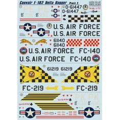 1/72 Wet Decals - Convair F-102 Delta Dagger Part 1 The Complete Set 1.5 Leaf (2 sheets)