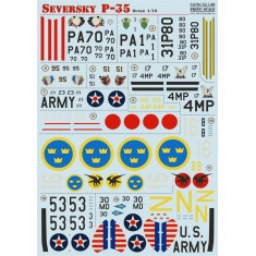 1/72 Wet Decals - US Seversky P-35 (1 sheet)