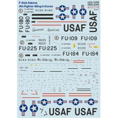 1/72 F-86A Sabres. 4th Fighter Wing in Korea Part-1 Water-slide Decal