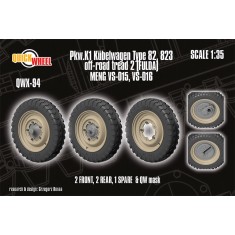 1/35 Pkw.K1 Kubelwagen Type 82, 823 Off-road 2 (Fulda) Wheels with Caps for Meng kit