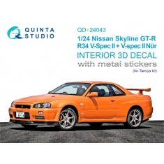 1/24 Nissan Skyline GT-R R34 V-Spec II 3D Interior Decals for Tamiya Kit (Metal Stickers)