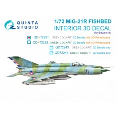 1/72 MiG-21R 3D Interior Decals for Eduard Kit (Grey Panels, Resin Parts)