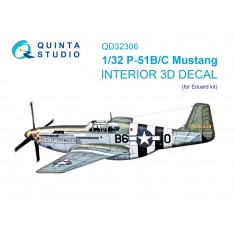 1/32 WWII P-51B/P-51C Mustang 3D Interior Decals for Eduard Kit
