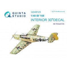 1/48 Bf108 3D-Printed & Coloured Interior on Decal Paper for Eduard kits