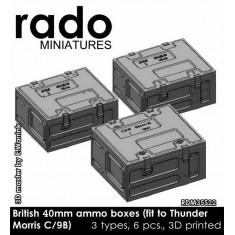 1/35 British 40mm Ammo Boxes (6pcs,3 types, 3D Print) for Thunder Model