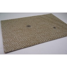 1/35 Large Old Cobblestone Road (27.6x19.3cm) w/Tramline, Storm Drain & Manhole Cover