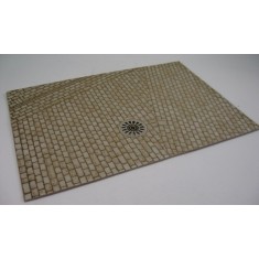 1/35 Old Cobblestone Road - Small Sheet (19.5x13.5cm) w/Manhole Cover & Tramline