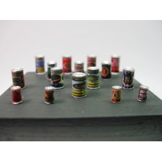 1/35 Small Food Cans with Labels - 16 resin parts & Decals
