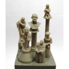 1/16, 1/35, 1/48, 1/72 Mini Statues Set 10pcs (6 statues and 4 pedestals)