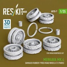 1/35 Merkava Mk.4 Damaged Rubber-Tyred Road Wheel Set for Meng/HobbyBoss Kits