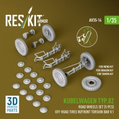 1/35 Kubelwagen Type 82 Off-Road Wheel Set V1 for Meng/Dragon/Tamiya Kits