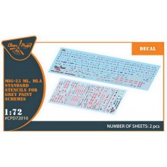 1/72 Mikoyan-Gurevich MiG-23ML/MLA Grey Schemes Standard Stencils Decal for Clear Prop