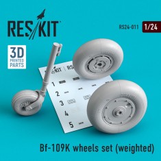 1/24 Messerschmitt Bf-109K Wheels set (weighted) for Trumpeter kits