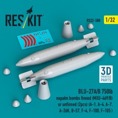 1/32 BLU-27A/B 750lb Napalm Bombs Finned (MXU-469/B)/Unfinned (2pcs)