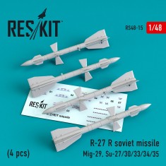 1/48 Soviet R-27 R/T Missile (4pcs) for Mig-29, Su-27/30/33/34/35 kits