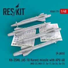 1/48 MiG-23/27/Su-17/24/25 Kh-25ML (AS-10 Karen) Missile w/APU-68 (4pcs)