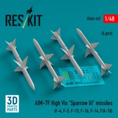1/48 AIM-7F High Vis Sparrow III Missiles (4pcs) for F-4/5/15/16/14, F/A-18