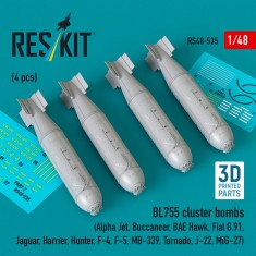 1/48 BL755 Cluster Bombs (4pcs) for Alpha Jet/Buccaneer/BAE Hawk/Fiat G.91