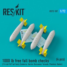 1/72 1000 lb Free Fall Bomb Checks (4pcs, 114-947 tail fuze)