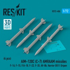 1/72 AIM-120C (C-7) Amraam Missiles for F/A-18/ F-22/ F-35/ AV-8B/ Harrier Gr.9/ Gripen