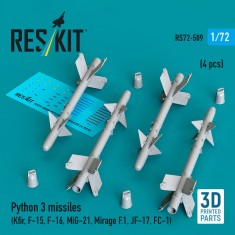 1/72 Python 3 Missiles (4pcs) for Kfir/F-15/F-16/MiG-21/Mirage F.1/JF-17/FC-1