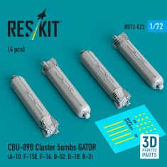 1/72 CBU-89B Cluster Bombs GATOR (4pcs) for A-10, F-15E, F-16, B-52, B-1B, B-2