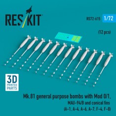1/72 Mk.81 General Purpose Bombs with Mod 0/1, MAU-94/B and Conical Fins (12pcs)