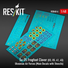 1/48 Su-25 Frogfoot (Blue 03, 05, 41, 45) Ukrainian AF (Main Decals w/Stencils)